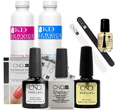 CND Shellac Top/Base/Essential/Color Starter Kit de Manucure Studio White