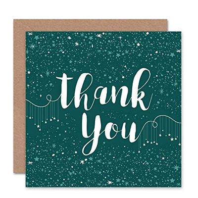 Wee Blue Coo Kartka z podziękowaniami - TYPOGRAFIA WZÓR STARS CIEMNA TEAL