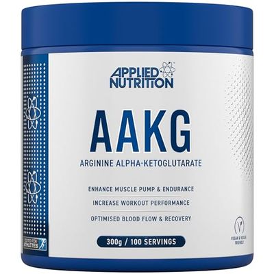 Applied Nutrition AAKG - L Arginine Alpha Ketoglutarate 3000mg per Serving, Nitric Oxide, Pre Workout Energy Boost, Muscle Pump Supplement (300g - 100 Servings)