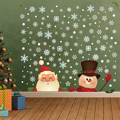WALPLUS 80 x 90 cm Navidad Combo decoraciones pegatinas de pared Snowy Papá Noel y muñeco de nieve arte de pared ventana exhibición calcomanías de exhibición de sala de estar venta liquidación hogar