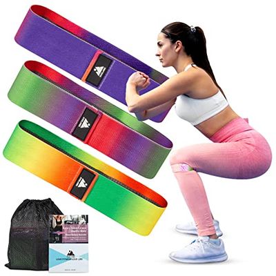 EVOLAND Bandas Elasticas Musculacion 3 Niveles de Ejercicios Degradado Bandas de Resistencia de Tela para Fitness para Glúteo, Piernas, Brazo, Yoga, Pilates