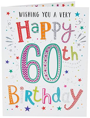Regal Publishing Modern Milestone Age Happy Birthday Card 60th - 8 x 6 inches,red|brown|black|green|white