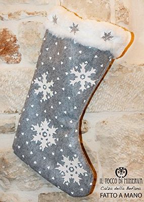 Calza della Befana Neve Realizzato a mano Made in italy - Epifania - Regali per l'epifania