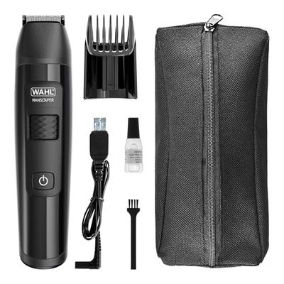 WAHL Manscaper Recortadora de Litio para Ingle y Cuerpo, Recortadora Corporal, Totalmente Impermeable, Uso en Húmedo/Seco, Smart Trim Technology LED, Cuchillas de Bola Safe-Touch, Recargable, Negro
