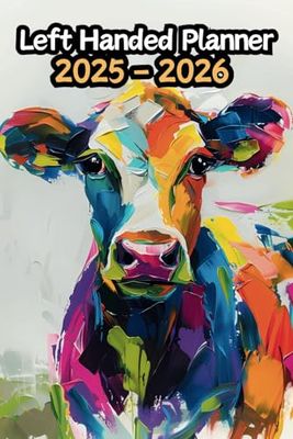 Cow Left Handed Planner: 2 Year Weekly Sunday to Saturday Calendar | Gift For People Who Love Farm Animlas, Bull Lovers | For Back To School, Office, Work | 6 x 9 Inches | v5
