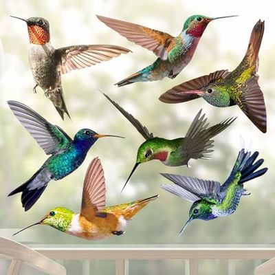 GlasFlength Pegatinas contra golpes de pájaros, autoadhesivas, ocho mezcladas, bonitas pegatinas de cristal para ahuyentar pájaros, protección contra rotura de cristal, decoración para ventanas