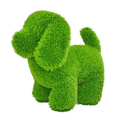 Kögler 53248 – AniPlants hund stående, dekorativ figur av konstgräs, ca 36 x 20 x 33 cm stor, vädertålig och formstabil, med ankare för fästning, perfekt som dekoration för trädgård och hus