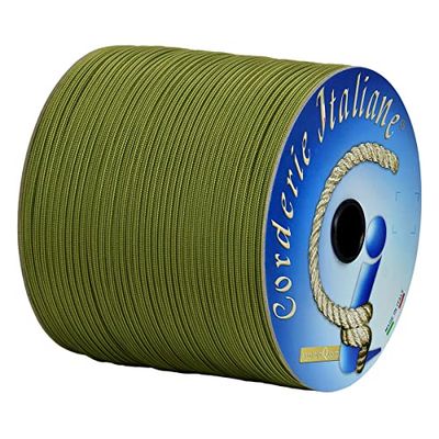 Paracord 550 Type III Basic Jaune/Vert foncé 4 mm - 50 m, âme 7 Fils, 100% Made in Italy 006079446 Corderie Italienne