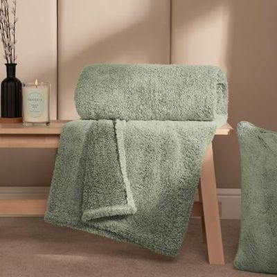 OHS Dekens Teddy Marl Groen, Ultra Zachte Fleece Deken voor Winter Herfst Warme Dikke Fleece Herfst Dekens Bed Sprei voor Bank, Bosgroen 150 x 200 cm