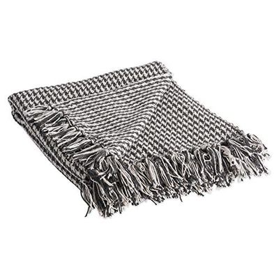 DII Califórnia Cobertor casual tecido pata de , algodão, preto, 50 x 60 polegadas