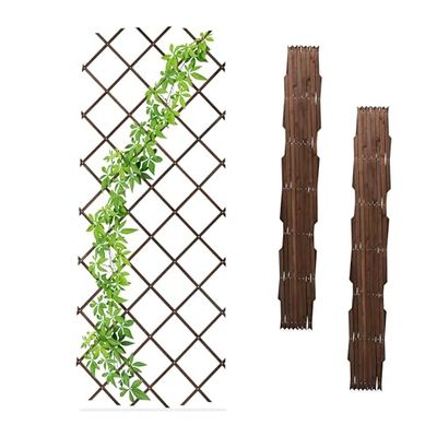 Relaxdays Grigliato in Legno per Rampicanti, 180x90 cm, Set 3 Tralicci Allungabili Piante da Giardino e Balcone, Marrone