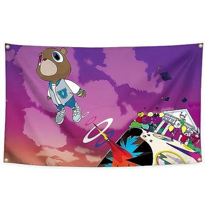 OTIPIE Kanye - Arazzo con copertina per album musicali, 90 x 152 cm, decorazione da parete per camera da letto, dormitorio universitario, decorazione per esterni, feste, casa, camera da letto,