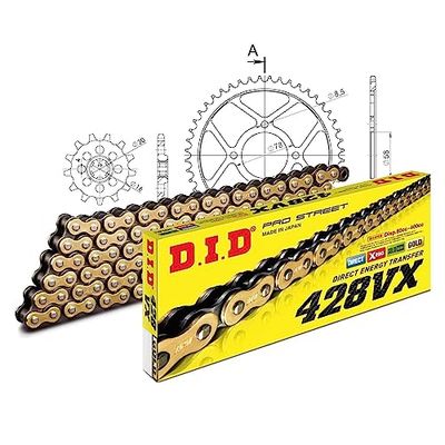 Kettingset DID staal 428VX / 138 clipslot voor Hyosung GV Aguila Classic 125 cc Bj. 2000-2008