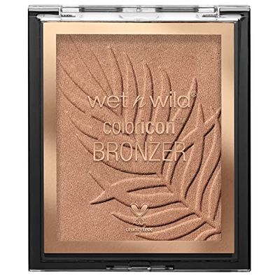 Wet n Wild - Cor Icon Bronzer - Pó bronzeador de longa duração, tom bronzeado natural no rosto, pescoço e peito - Fórmula enriquecida com gel - Vegan - Ticket To Brazil - 1 unidade