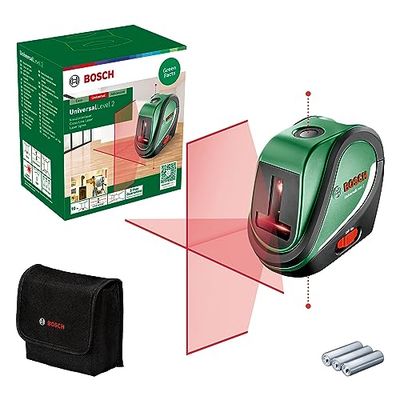 Bosch Laser lignes UniversalLevel 2 (croix laser avec point d'aplomb intégré pour un alignement précis et transfert d'application facile, dans boîte carton)