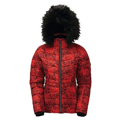 Dare 2B Glamorize II Veste de Ski Isolante, imperméable respirante avec Capuche détachable et Jupe Par-Neige, Giacca Impermeabile e isotermica Donna, Seville Red, FR : XS (Taglia Produttore : 8)