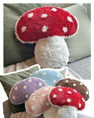 Dreamstall svamp prydnadskudde dekorativ kudde söt dekor 16 x 16 (röd)