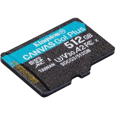 Kingston Canvas Go! Plus microSD geheugenkaart Class 10, UHS-I 512GB microSDXC 170R A2 U3 V30 enkel pakket zonder ADP