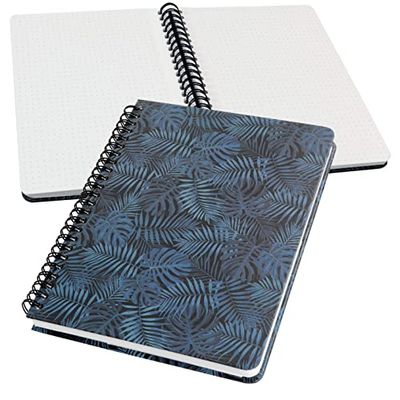 Sigel JN602 Cuaderno de notas espirales básica, 16.2 x 21.5 cm, punteado, tapa dura, motivo selva, azul, Jolie