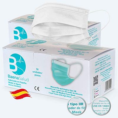 100 MASCARILLAS HIGIÉNICAS QUIRÚRGICAS DESHECHABLES - BLANCO