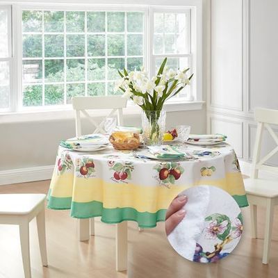 Elrene Home Fashions Villeroy & Boch French Garden Fleurence Stain and Water Resistant Dining Tablecloth, 70"x70" Round