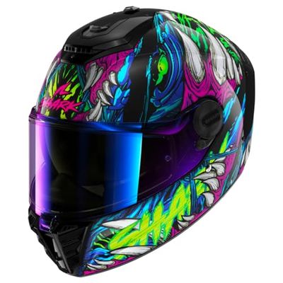 SHARK, Casque Moto Intégral Spartan RS SHAYTAN Black Green Violet KGV, XL