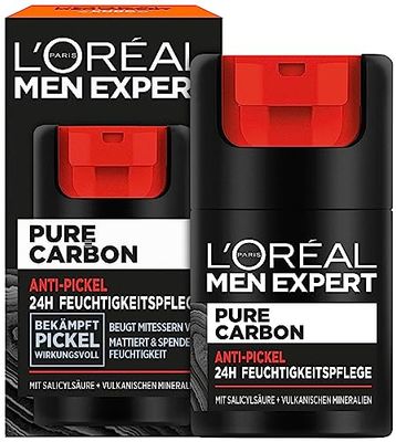L'Oréal Men Expert Anti-Pimple Moisturiser, Effectively Fights Pimples, Pure Carbon, 1 x 50 ml