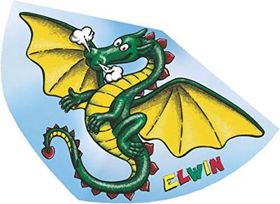 GÜNTHER FLUGSPIELE 1181 Cerf-volant pour enfants Elwin, cerf-volant à une corde en film PE robuste avec balance réglable, pour enfants à partir de 4 ans, avec poignée et corde, taille env. 92 x 62 cm