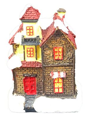 Toyland Small Light Up House - Brique Brun foncé - LED à Action de Batterie - Ornements de Noël