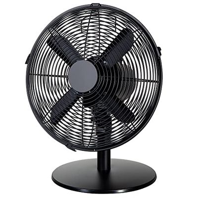 Zanussi ZNMDF1201MB 12" Metal Desk Fan, 3 Speed Settings, Lightweight, 1.5m Cord, 2 Year Guarantee - Matte Black
