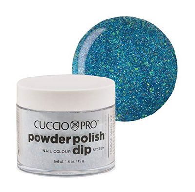 Cuccio Powder Polish - Acrylic Nail Colour Dip System - 45g (1.6oz) Dipping Powder - Light Blue Glitter