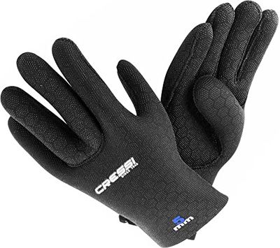 Cressi High Stretch Gloves, Guanti in Neoprene Elastico 5 mm per Apnea e Immersioni, Unisex Adulto, Nero/Blu, S