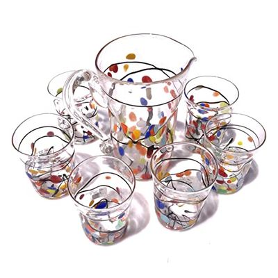 sei bicchieri di cristallo maculati colorati in vetro di Murano, bicchieri fatti a mano, opere d'arte in vetro soffiato, YourMurano