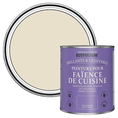 Rust-Oleum Peinture Beige Résistante à l'eau pour Faïence de Cuisine, Finition Brillante - Écume 750ml