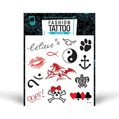 Flash Tattoo, Tatuaggi Temporanei per Uomini e Donne, Tatuaggi Finti per Bambini, Facili da Usare e Rimuovere (15x16 cm) - Progettato e Prodotto in Turchia