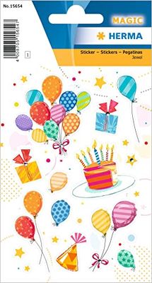 HERMA 15654 Birthday Party - stickers met glinsterende stenen van juweel, juweel, permanent, 1 vel / 23 stickers