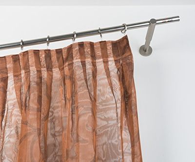 InCasa Barra para Cortina, 20 mm. de diámetro, 260 cm. de Longitud, Modelo Elegance con tappo Chic en Acero cepilado, Soportes Largos – Completo
