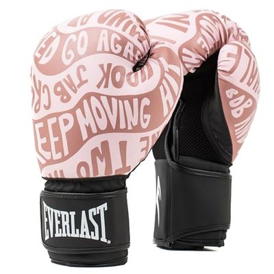 Everlast Spark 10oz Boxing Gloves, Rose Gold Faux Leather Boxing Gloves for Bags, Mitt Work & Fitness Classes, Hook & Loop System, Ergonomic Thumb and Injection Moulded Foam - Authentic Everlast Gear