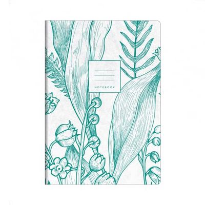 Collins Debden Tara Cahier ligné Blanc avec motif floral vert Couverture résistante à l'usure 192 pages Papier crème premium Format A5