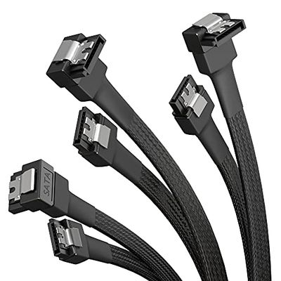 KabelDirekt – 7-pinowy przewód SATA 3 do transmisji danych 6 Gbit/s 30cm z końcówką 90°×3