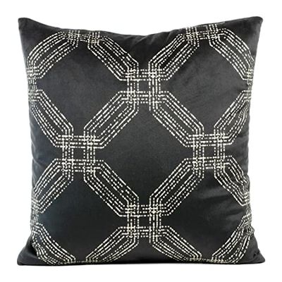 Eurofirany Elegant sammetsörngott, dekorativ kudde med tryck, 45 x 45 cm, överdrag, sammetsörngott, mjuk soffkudde, sexkantigt mönster, grafitgrå