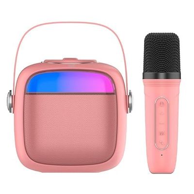 Universal Bluetooth Speaker Music 6W Cool Mini Karaoke + Microphone Pink