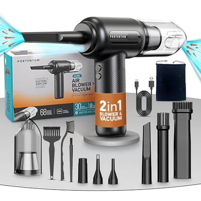 PORTENTUM Blower ABV-1, Cordless Vacuum Cleaner and Compressed Air, Black, 68 W, 75 Decibeles