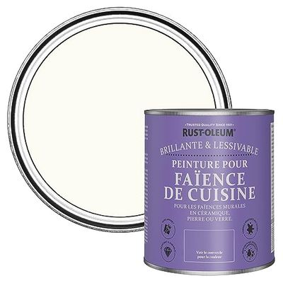Rust-Oleum Peinture Blanche Résistante à l'eau pour Faïence de Cuisine, Finition Brillante - Porcelaine 750ml