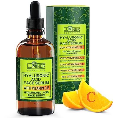 LUMINER - Sérum Visage 100 ml à l'Acide Hyaluronique, Formule Anti-Rides Naturelle Enrichie en Bave d'Escargot, Aloe Vera et Vitamine C-E, Contour des Yeux Hydratant et Repulpant