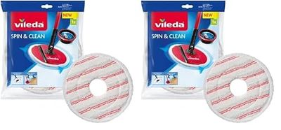 Vileda Spin & Clean Ricambio Spinmop Lavapavimenti, Bianco (Confezione da 2)