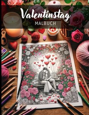 Valentinstag - Großes Anti-Stress Malbuch für Erwachsene - 100+ Seiten (21.5 x 28 cm)