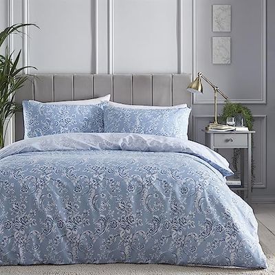 Charlotte Thomas Wedgewood Duvet Cover Set Reversible Bedding Blue Floral Bedding with Pillowcases King