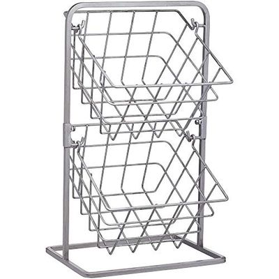 KitchenCraft Suporte para cestas de armazenamento, cestas removíveis de 2 níveis de estilo industrial vintage, aço carbono, 25 x 22 x 41 cm, cinzento