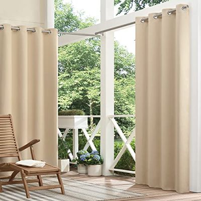 Eclipse Bradford - Cortina de Ventana Opaca versátil e Impermeable con Ojales para Interiores o Exteriores (1 Panel), 52 x 63 Pulgadas, Lino